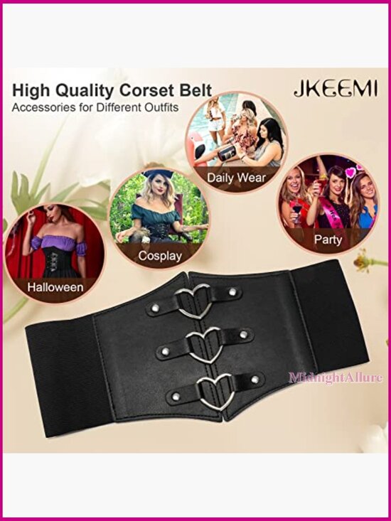 Wide Elastic Corset Belt with Metal O-Ring Heart-Ring for Waist Shaping main image 5